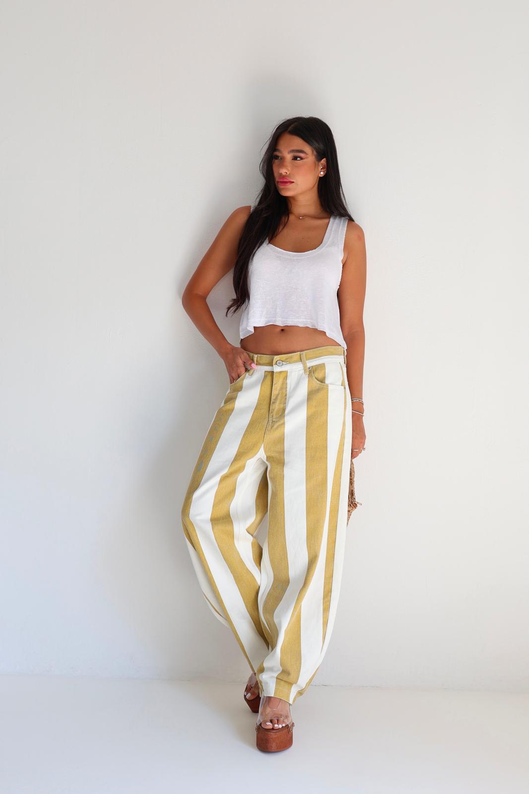 ג'ינס פסים קאמל - Seya Style