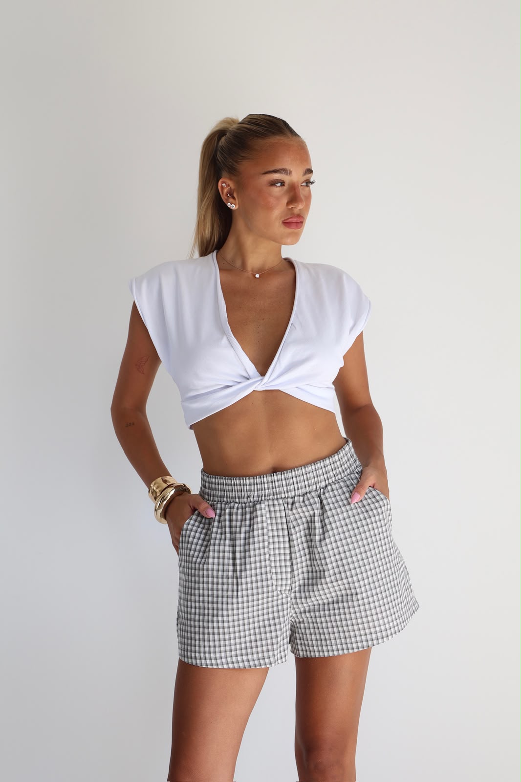מכנסי בוקסר קצרים משבצות אפור משבצות – Seya Style