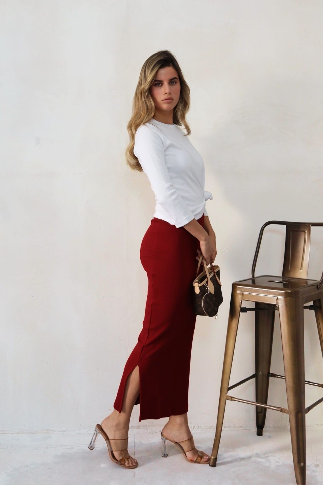 חצאית ריב שליץ 61089 בורדו - Seya Style